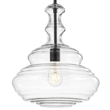Bettina 13.37" Glass/Metal LED Pendant - JONATHAN Y